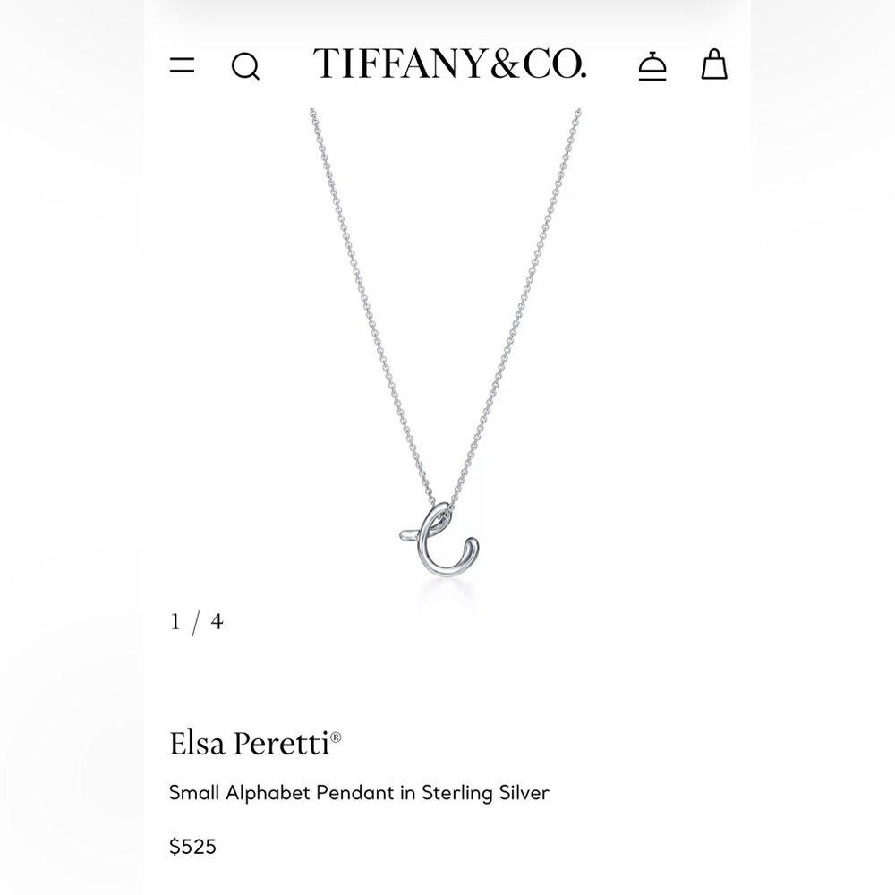 Tiffany & Co Elsa Peretti® Small Alphabet Pendant in Sterling Silver - Letter C